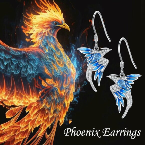 Women's Phoenix Hummingbird Bee Stingrays 925 Sterling Silver Dolphin Earrings - Picture 6 of 8
